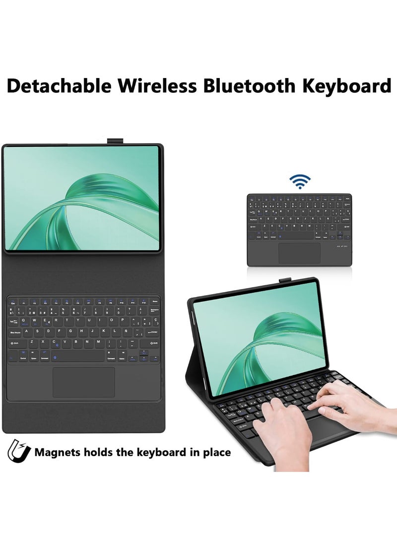 جراب كيبورد عربي/إنجليزي مع لوحة لمس لهونر Pad X8a مقاس 11 إنش (موديل 2024)، كيبورد بلوتوث مغناطيسي قابل للفصل مع تراكباد، غطاء حماية لهونر Pad X8a مع لوحة مفاتيح لاسلكية - Image 3